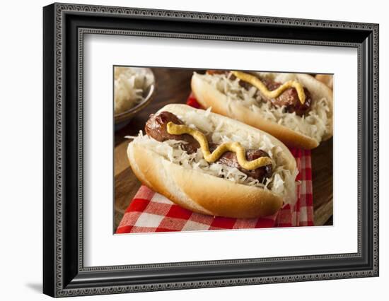 Homemade Bratwurst with Sauerkraut-bhofack22-Framed Photographic Print