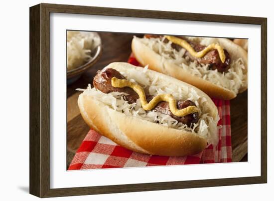 Homemade Bratwurst with Sauerkraut-bhofack22-Framed Photographic Print