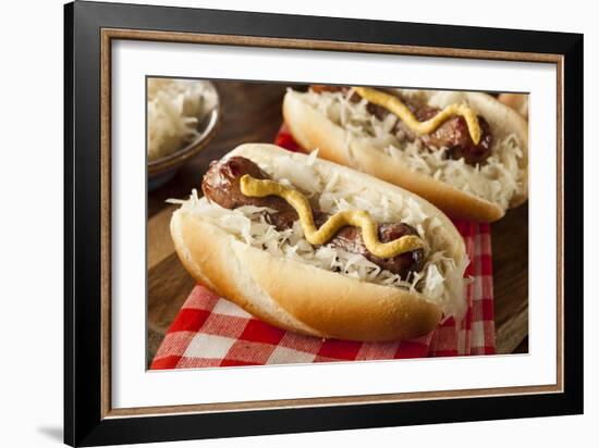 Homemade Bratwurst with Sauerkraut-bhofack22-Framed Photographic Print