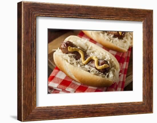 Homemade Bratwurst with Sauerkraut-bhofack22-Framed Photographic Print