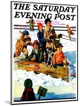 "Homemade Sleigh," Saturday Evening Post Cover, January 19, 1929-Eugene Iverd-Mounted Giclee Print