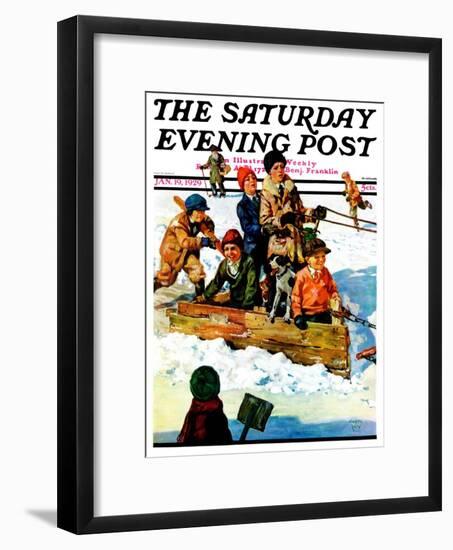 "Homemade Sleigh," Saturday Evening Post Cover, January 19, 1929-Eugene Iverd-Framed Giclee Print