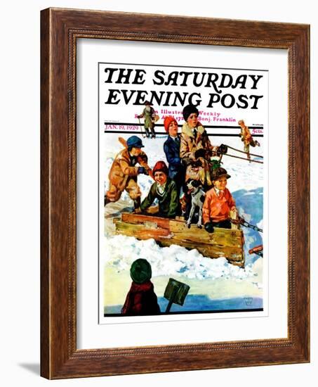 "Homemade Sleigh," Saturday Evening Post Cover, January 19, 1929-Eugene Iverd-Framed Giclee Print