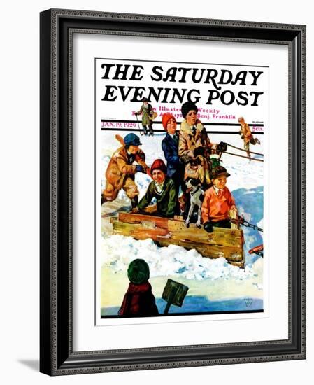 "Homemade Sleigh," Saturday Evening Post Cover, January 19, 1929-Eugene Iverd-Framed Giclee Print