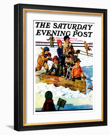 "Homemade Sleigh," Saturday Evening Post Cover, January 19, 1929-Eugene Iverd-Framed Giclee Print