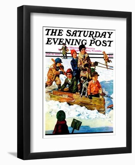 "Homemade Sleigh," Saturday Evening Post Cover, January 19, 1929-Eugene Iverd-Framed Giclee Print