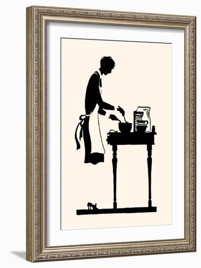 Homemaker Mixes Recipe in a Bowl-Maxfield Parrish-Framed Art Print