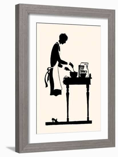 Homemaker Mixes Recipe in a Bowl-Maxfield Parrish-Framed Art Print