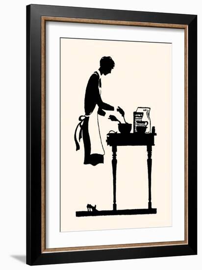 Homemaker Mixes Recipe in a Bowl-Maxfield Parrish-Framed Art Print