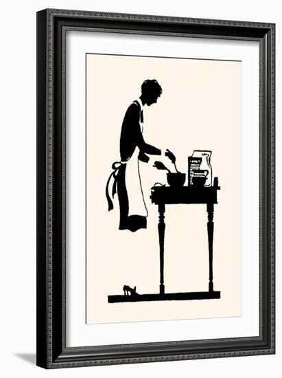 Homemaker Mixes Recipe in a Bowl-Maxfield Parrish-Framed Art Print