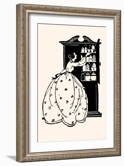 Homemaker Pulls China from Vitrine-Maxfield Parrish-Framed Art Print