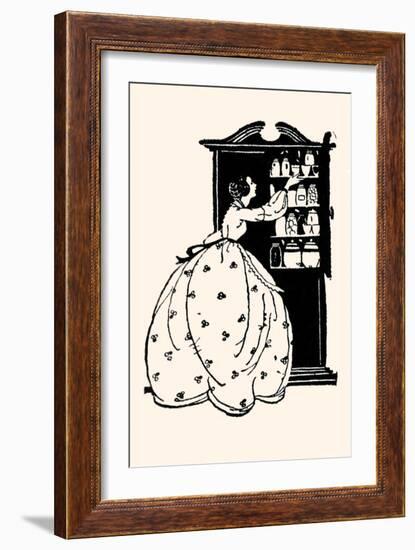 Homemaker Pulls China from Vitrine-Maxfield Parrish-Framed Art Print