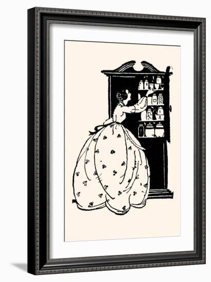 Homemaker Pulls China from Vitrine-Maxfield Parrish-Framed Art Print