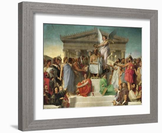 Homer's Apotheosis, 1827-Jean-Auguste-Dominique Ingres-Framed Giclee Print