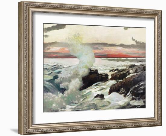 Homer's Crashing Waves II-Winslow Homer-Framed Art Print