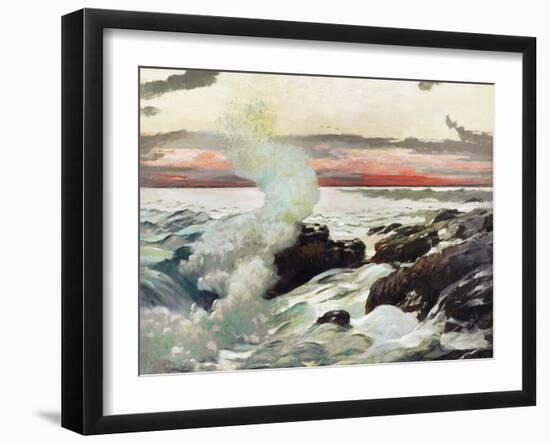 Homer's Crashing Waves II-Winslow Homer-Framed Art Print