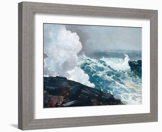 Homer's Crashing Waves III-Winslow Homer-Framed Art Print