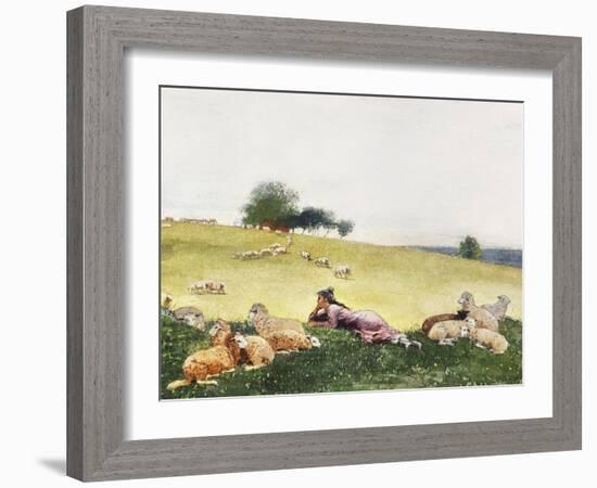 Homer's Sheep Countryside II-Winslow Homer-Framed Art Print