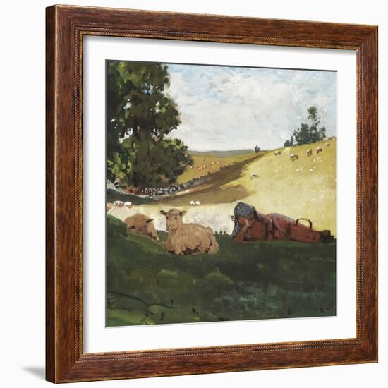 Homer's Sheep Countryside III-Winslow Homer-Framed Art Print