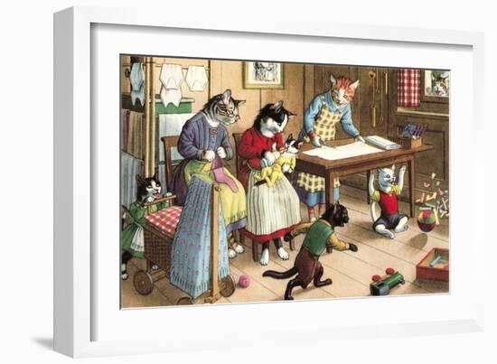 Homeschooling Crazy Cats-null-Framed Art Print