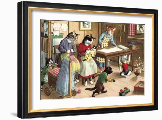 Homeschooling Crazy Cats-null-Framed Art Print