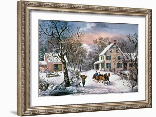 Homestead Winter, 1868-Currier & Ives-Framed Giclee Print