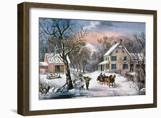 Homestead Winter, 1868-Currier & Ives-Framed Giclee Print
