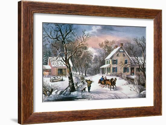 Homestead Winter, 1868-Currier & Ives-Framed Giclee Print