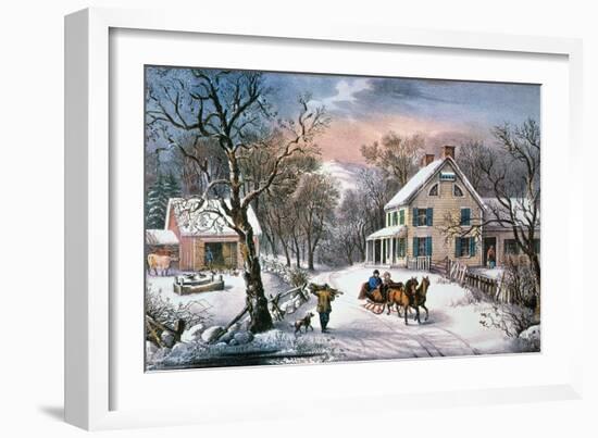 Homestead Winter, 1868-Currier & Ives-Framed Giclee Print