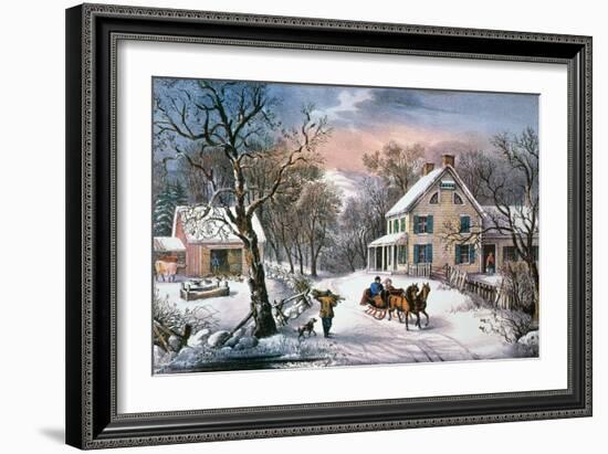 Homestead Winter, 1868-Currier & Ives-Framed Giclee Print