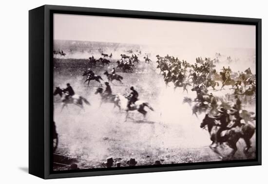 Homesteaders Rushing into the Cherokee Strip, 16th September 1893 (B/W Photo)-American Photographer-Framed Premier Image Canvas