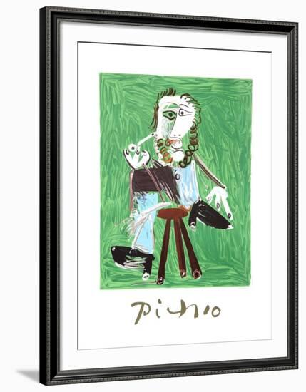 Homme A La Pipe Assise Sur Un Tabouret-Pablo Picasso-Framed Collectable Print