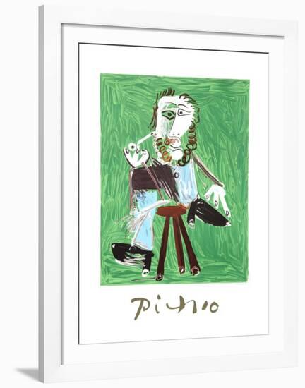 Homme A La Pipe Assise Sur Un Tabouret-Pablo Picasso-Framed Collectable Print