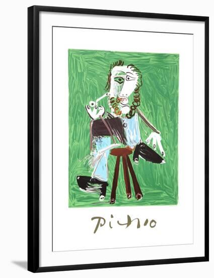 Homme A La Pipe Assise Sur Un Tabouret-Pablo Picasso-Framed Collectable Print