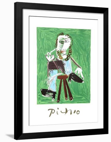 Homme A La Pipe Assise Sur Un Tabouret-Pablo Picasso-Framed Collectable Print