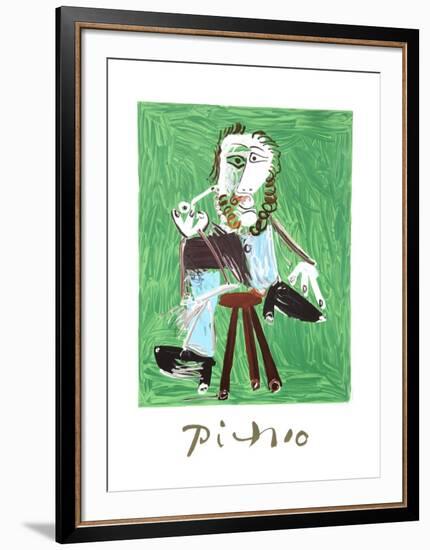 Homme A La Pipe Assise Sur Un Tabouret-Pablo Picasso-Framed Collectable Print