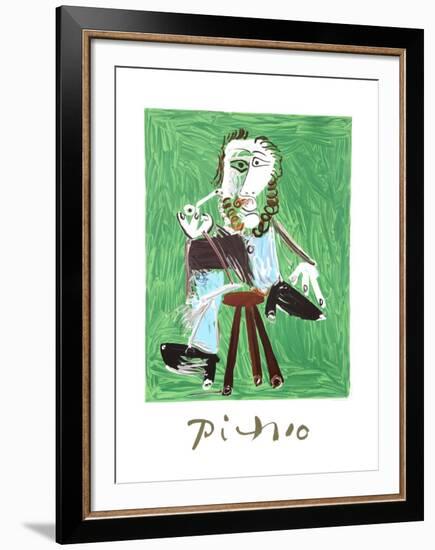 Homme A La Pipe Assise Sur Un Tabouret-Pablo Picasso-Framed Collectable Print