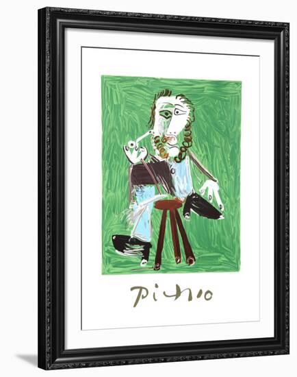 Homme A La Pipe Assise Sur Un Tabouret-Pablo Picasso-Framed Collectable Print