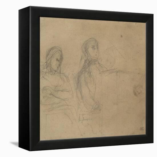 Homme assis devant un piano, une femme à ses côtés; étude pour George Sand et Chopin-Eugene Delacroix-Framed Premier Image Canvas