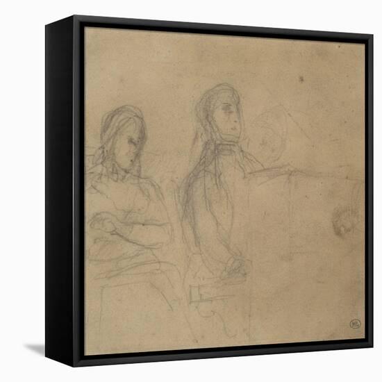 Homme assis devant un piano, une femme à ses côtés; étude pour George Sand et Chopin-Eugene Delacroix-Framed Premier Image Canvas