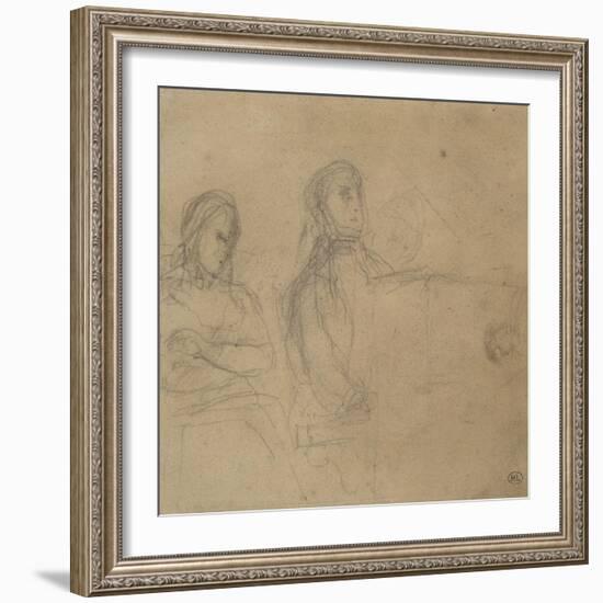 Homme assis devant un piano, une femme à ses côtés; étude pour George Sand et Chopin-Eugene Delacroix-Framed Giclee Print