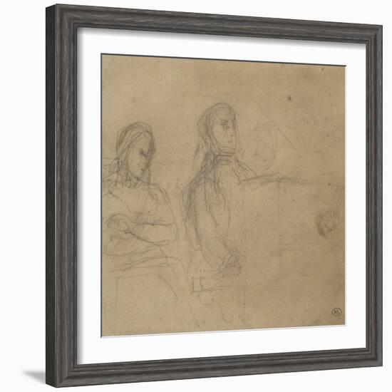 Homme assis devant un piano, une femme à ses côtés; étude pour George Sand et Chopin-Eugene Delacroix-Framed Giclee Print