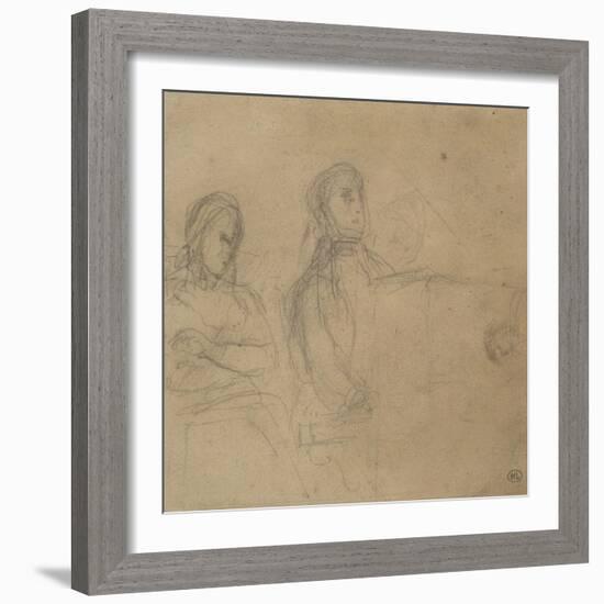 Homme assis devant un piano, une femme à ses côtés; étude pour George Sand et Chopin-Eugene Delacroix-Framed Giclee Print