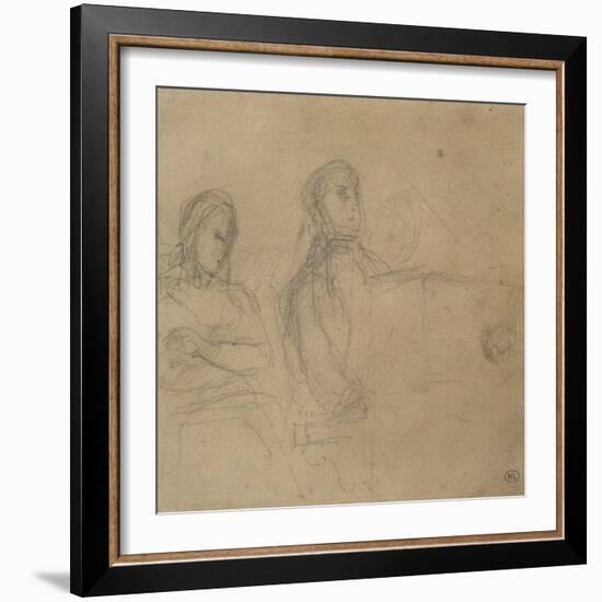 Homme assis devant un piano, une femme à ses côtés; étude pour George Sand et Chopin-Eugene Delacroix-Framed Giclee Print