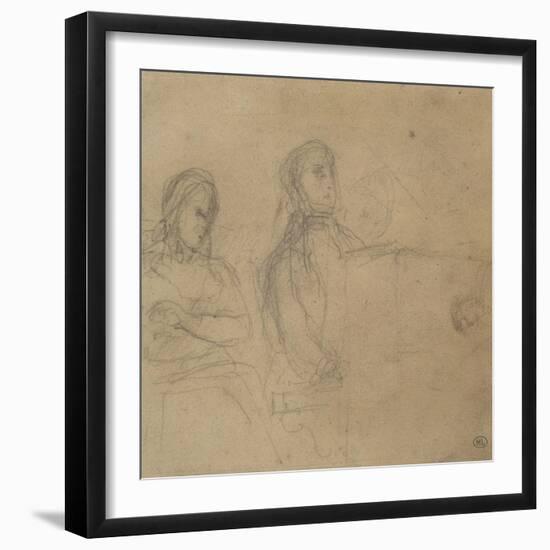 Homme assis devant un piano, une femme à ses côtés; étude pour George Sand et Chopin-Eugene Delacroix-Framed Giclee Print