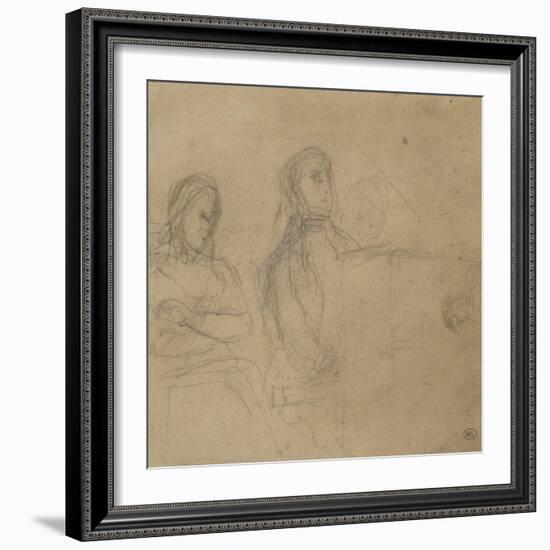 Homme assis devant un piano, une femme à ses côtés; étude pour George Sand et Chopin-Eugene Delacroix-Framed Giclee Print