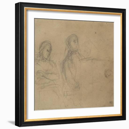 Homme assis devant un piano, une femme à ses côtés; étude pour George Sand et Chopin-Eugene Delacroix-Framed Giclee Print