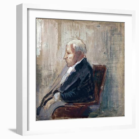 Homme Assis (Seated Man) - Peinture De Odilon Redon (1840-1916), Huile Sur Carton (21,9X23,5 Cm), V-Odilon Redon-Framed Giclee Print