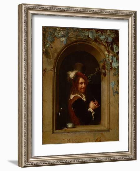 Homme Avec Une Pipe a Une Fentre - Man with Pipe at a Window, by Mieris, Frans Van Mieris De Oudere-Frans Van Mieris-Framed Giclee Print