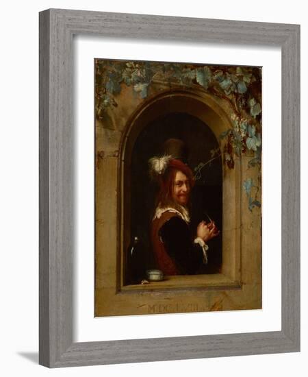 Homme Avec Une Pipe a Une Fentre - Man with Pipe at a Window, by Mieris, Frans Van Mieris De Oudere-Frans Van Mieris-Framed Giclee Print